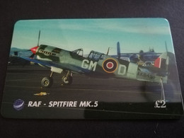 GREAT BRITAIN   2 POUND  AIR PLANES    RAF- SPITFIRE MK.5   PREPAID CARD      **5446** - Verzamelingen