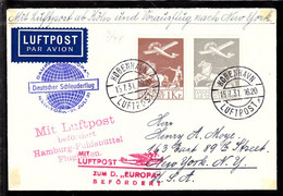 1931. Air Mail. Deutscher Schleuderflug New-York 21. JULI 31 DAMPFER EUROPA In Blue A... (Michel 180-181) - JF103153 - Airmail