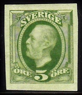 1891. Oscar II. 5 öre Yellow Green. Imperforated. (Michel 41b U) - JF103433 - Neufs