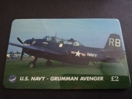 GREAT BRITAIN   2 POUND  AIR PLANES    U.S. NAAVY- GRUMMAN AVENGER    PREPAID CARD      **5449** - Collezioni