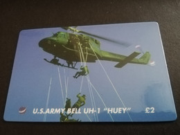 GREAT BRITAIN   2 POUND  AIR PLANES   U.S. ARMY BELL UH-1 'HUEY'    PREPAID CARD      **5459** - Verzamelingen