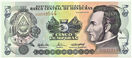 HONDURAS - 5 LEMPIRAS - 26.08.2004 - P 85.d - UNC. - Prefix AU - Honduras