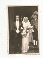 Photographie , 150 X 100 Mm , 1936 , Mariage , Couple , Mariée , Garde En Costume - Unclassified