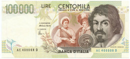 100000 LIRE BANCA D'ITALIA CARAVAGGIO II TIPO LETTERA D 20/02/1997 SUP+ - Autres & Non Classés