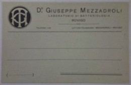 ROVIGO - CARTOLINA COMMERCIALE "DR.GIUSEPPE MEZZADROLI LABORATORIO DI BATTERIOLOGIA - 1916 - Rovigo