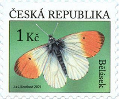 Tschechien MNH ** 2021 Butterflies - The Orange Tip - Anthocharis Cardamines - Mint Definitive Stamp - Unused Stamps