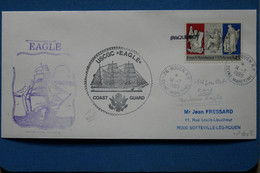 R25   FRANCE USA  BELLE LETTRE 1989 PAQUEBOT ROUEN +USCGC EAGLE + AFFRANCHISSEMENT PLAISANT - Storia Postale