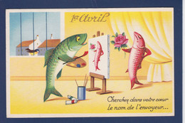 CPA Poisson D'avril Premier Avril Position Humaine écrite - Fish & Shellfish