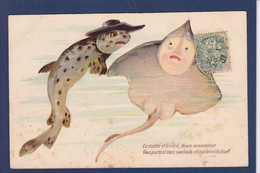 CPA Poisson D'avril Premier Avril Position Humaine Circulé Gaufré Embossed - Poissons Et Crustacés