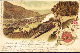1900 Gelaufene AK, Gruss Aus Lungern, Nach Lauperswil. Kleiner Eckbug. Mit Dampflokomotive. - Lungern