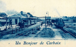 Carhaix * Un Bonjour De La Commune * La Gare * Train Locomotive Ligne Chemin De Fer Du Finistère - Carhaix-Plouguer