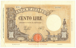 100 LIRE BARBETTI GRANDE B GIALLO TESTINA FASCIO 09/12/1942 SPL/SPL+ - Regno D'Italia – Other