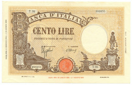 100 LIRE BARBETTI GRANDE B GIALLO TESTINA RETRO BI RSI 11/11/1944 SPL- - Regno D'Italia - Altri