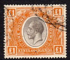 Kenya & Uganda 1922 £1 Black & Orange Definitive, Used, SG 95 (BA2) - Kenya & Oeganda