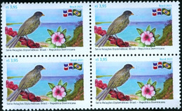 BRAZIL #4816 - BIRD PALMCHAT / CIGUA PALMERA  - LANDSCAPE - FLOWER  - BLOCK OF 4  - 2021 - MINT - Nuevos