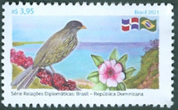 BRAZIL #4816 - BIRD PALMCHAT / CIGUA PALMERA  - LANDSCAPE - FLOWER  - 2021 - MINT - Ongebruikt