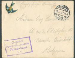 C.P. (man. Kriegsgefangenen Sendung) Dc MUNSTER 26.5 1915 + Grife Geprüft Postprüfungsstelle Munsterlager F.a.  + (petit - Prisonniers