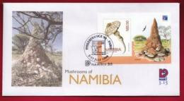 NAMIBIA, 1999, First Day Cover, Min Sheet, Mushrooms Of Namibia, Michel 3-15, F3638 - Namibie (1990- ...)