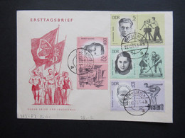 DDR 1963 Ersttagsbrief Umschlag Mit Tagesstempel Ermsleben MiF Zusammendrucke Ermorderte Antifaschistische Sportler II - Lettres & Documents
