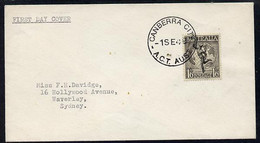 Australia 1949 Hermes 1s6d On Plain Typed Addressed Cover With Clear First Day Cancel (SG223a) - Nuevos