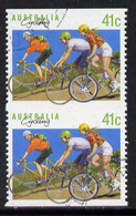 Australia 1989-94 Cycling 41c Very Fine Used Vert Pair With Horiz Perfs Omitted, SG 1180var - Mint Stamps