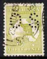 Australia 1915-28 OFFICIAL Roo 3d Yellow-olive Die II With OS Perfin Cds Used SG O45d - Nuevos