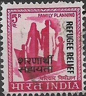 INDIA 1971 Family Planning Overprinted Refugee Relief - 5p - Red FU - Charity Stamps