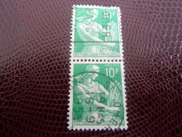 Type Moissonneuse - Typographie - 10f. - Yt 1115A - Vert -  Double Oblitérés - Année 1959 - - 1957-1959 Mäherin