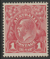 Australia 1914 KG5 Head 1d Pale Carmine P14 Die I Fine Mounted Mint With Inverted Watermark, SG 21w - Ongebruikt