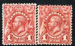 Australia 1913-14 KG5 Head 1d Red Mounted Mint Single With Vert Dash Under E Of One, SG17var - Mint Stamps