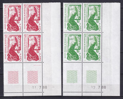 SPM - 1988 - LIVRAISON GRATUITE A PARTIR DE 5 EUR. D'ACHAT - YVERT 490/491 COIN DATE BLOC DE 4 ** MNH - Nuovi