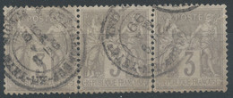 Lot N°60895  Bande De Trois N°87, Oblit Cachet à Date  à Déchiffrer - 1876-1898 Sage (Tipo II)