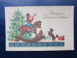 Toys On  Happy Christmas Postcard  Latvia / Lettland 1930s - Letland