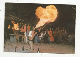 Cp, Spectacle , Cirque , 33, Village Médiéval De LA HUME ,le Cracheur De Feu Eric Kohibant , Voyagée 1989 - Circo