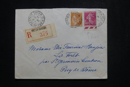 FRANCE - Enveloppe En Recommandé De Arc En Barrois Pour St Germain Lembron En 1938, Affr. Semeuse 1f40 / Paix - L 97135 - 1921-1960: Periodo Moderno