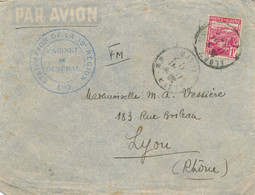 1941" ETAT MAJOR DE LA 19è REGION CABINET DU GENERAL " Gen. KOELTZ Forces Française M. JUIN Lettre Avion FM - Storia Postale