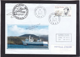 ENVELOPPE MARCOPHILE Patrouilleur Austral OSIRIS à ALFRED-FAURE (T.A.A.F.) Le 5-5-2011 (Signature Du Capitaine) - Covers & Documents