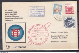 Brief Van Tokyo Japan Naar Frankfurt (Duitsland) Lufthansa Over The Pole Tokyo First Flight - Cartas & Documentos