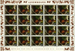 Luxembourg 4 Feuilles à 20 Timbres 0,45+0,05/0,52+0,08/0,89+0,21euro Ecureuil/Sanglier/Pigeon 2001 - Ganze Bögen