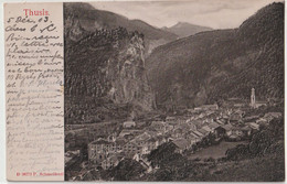 Carte En Relief  Relifkarte  Thusis (Suisse)  Panorama Sur La Ville      1903 Dos Précurseur   RARE - Thusis