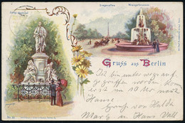 BERLIN,W./ *9* 1898 (11.6.) 1K-Gitter Auf PP 5 Pf. Krone, Grün "Gruss Aus Berlin": Göthe-Denkmal = Eosander Von Göthe, S - Autres & Non Classés