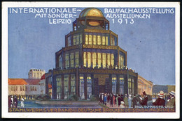 LEIPZIG/ INTERN.BAUFACH-/ AUSSTELLUNG 1913 (13.5.) SSt Auf Color-Litho-Künstler-Ausstellungs-Ak. Offiz. Postkarte Nr.3 ( - Autres & Non Classés