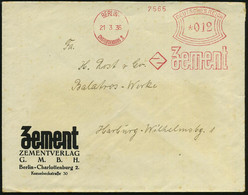 BERLIN-CHARLOTTENBURG 2/ Zement 1936 (21.3.) AFS = Monogramm "Z" (Bf. Schwach Gebräunt), Klar Gest. Firmen-Bf: ZEMENTVER - Autres & Non Classés