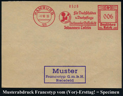 HAMBURG/ 48/ Für Dachschäden/ U.Dachpflege/ Dachwunder Wasserdicht/ Johannes Lotzin 1935 (1.10.) AFS Francotyp-Musterabd - Autres & Non Classés