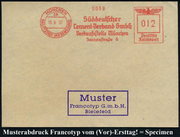 MÜNCHEN/ 24/ HDB/ Süddeutscher/ Cement-Verband GmbH.. 1937 (15.5.) AFS, Francotyp Musterabdruck "Reichsadler" Glasklar A - Autres & Non Classés