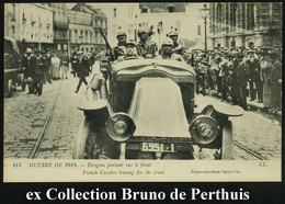 FRANKREICH 1914 S/w.-Foto-Ak.: Französ. Dragoner Fahren Mit PKW (Renault ?) Zur Front (Uhv. L. L.) Ungebr. (ex Collectio - Voitures