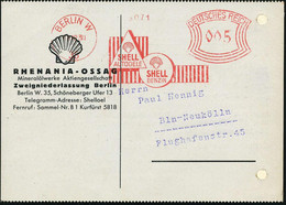 BERLIN W/ 35/ SHELL/ AUTOOELE/ SHELL/ BENZIN 1930 (3.12.) AFS = 2x Pilgermuschel (= Firmen-Logo), Motivgl. Firmenkt. (re - Auto's