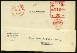 SCHWEDEN 1929 (25.1.) AFS: STOCKHOLM/*/656/SHELL = Pilgermuschel (frühe Form Firmenlogo) Firmen-Kt. (Francotyp Bh) - WER - Auto's