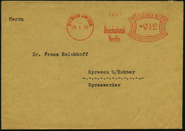 BERLIN SW 111/ Reichsbank/ Berlin 1938 (25.1.) AFS Francotyp "Bogenrechteck Mit Punkt" = Hauspostamt Der Reichsbank , Rs - Non Classés