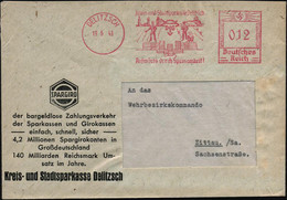 DELITZSCH/ Kreis-u.Stadtsparkasse.. 1943 (19.5.) Dekorat. AFS = Gestapelte Banknoten U. Münzen (+ Bauern,  Maurer, Stili - Non Classificati